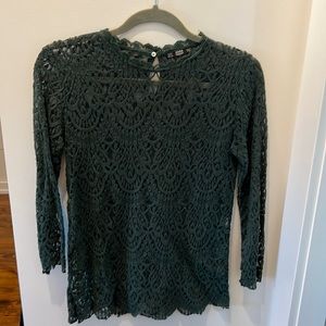 Zara green lace top. Size M.